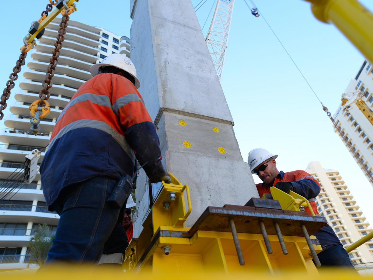 two keller employees working on site up close