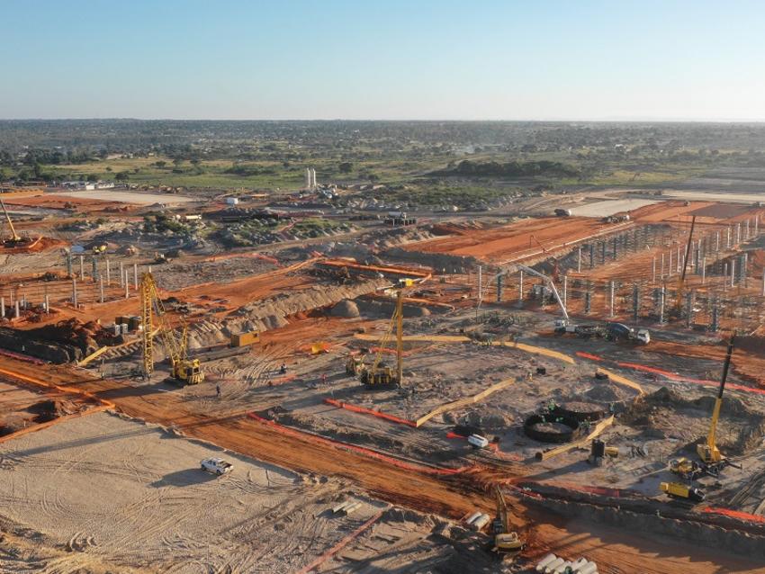 Rigs on rural construction site in Africa